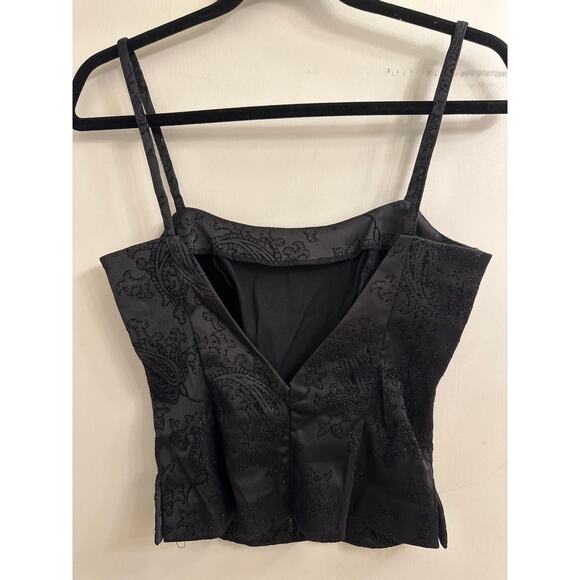 Vintage GUESS USA Black Satin Bustier Corset Top Paisley Brocade Y2K Whimsigoth - Picture 5 of 7